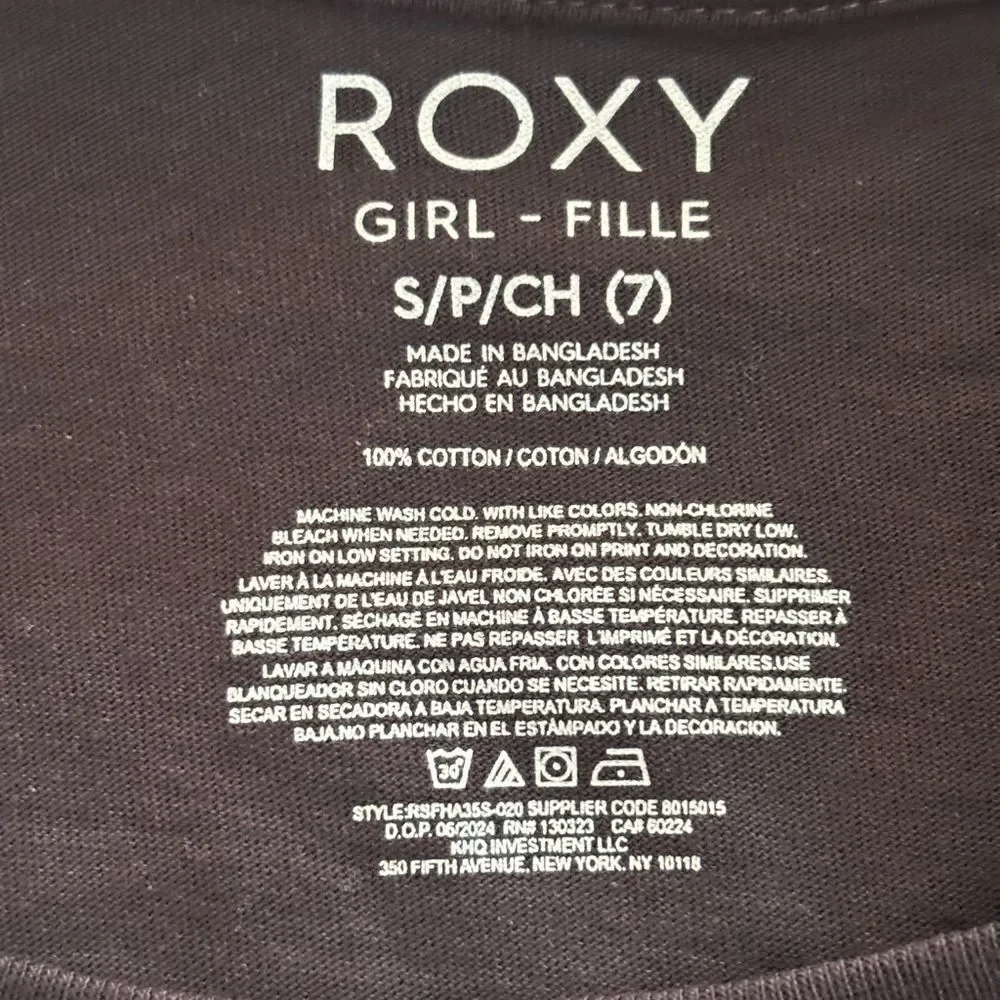 Roxy Black and Pink Graphic Crop Top